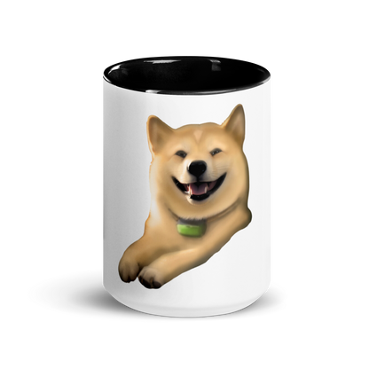 white and black Custom Pet Coffee Mug for a dog named Cooper that loves couches