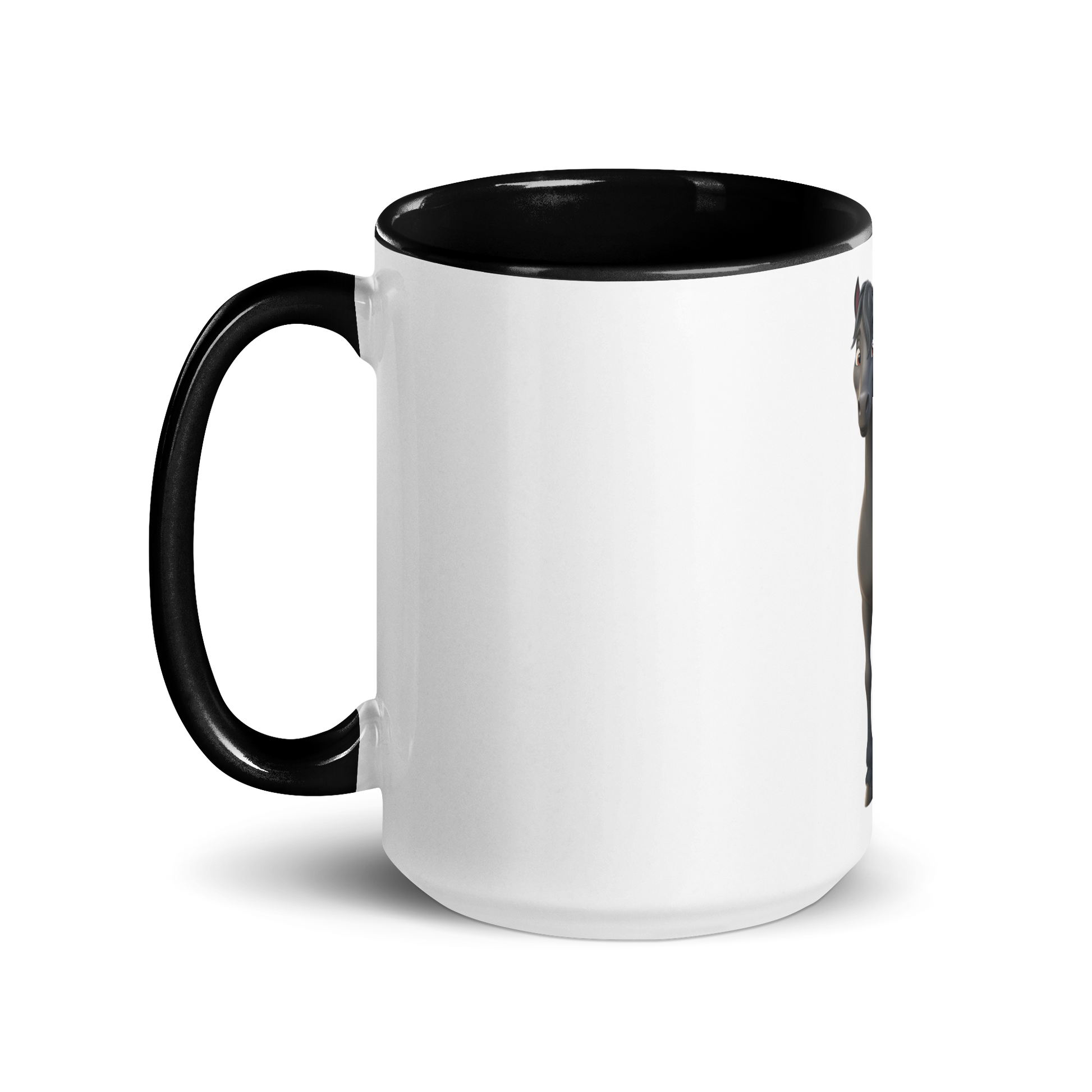 white and black Custom Pet Coffee Mug for a horse named Bella