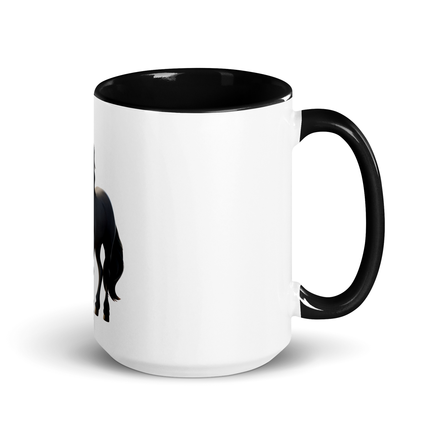 white and black Custom Pet Coffee Mug for a horse named Bella