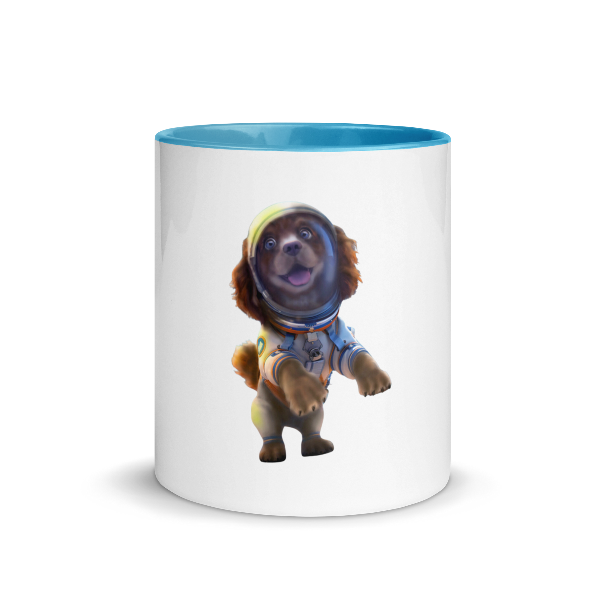 white and blue Custom Pet Coffee Mug for a dog named Bella