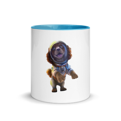 white and blue Custom Pet Coffee Mug for a dog named Bella