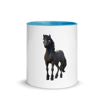 white and blue Custom Pet Coffee Mug for a horse named Bella