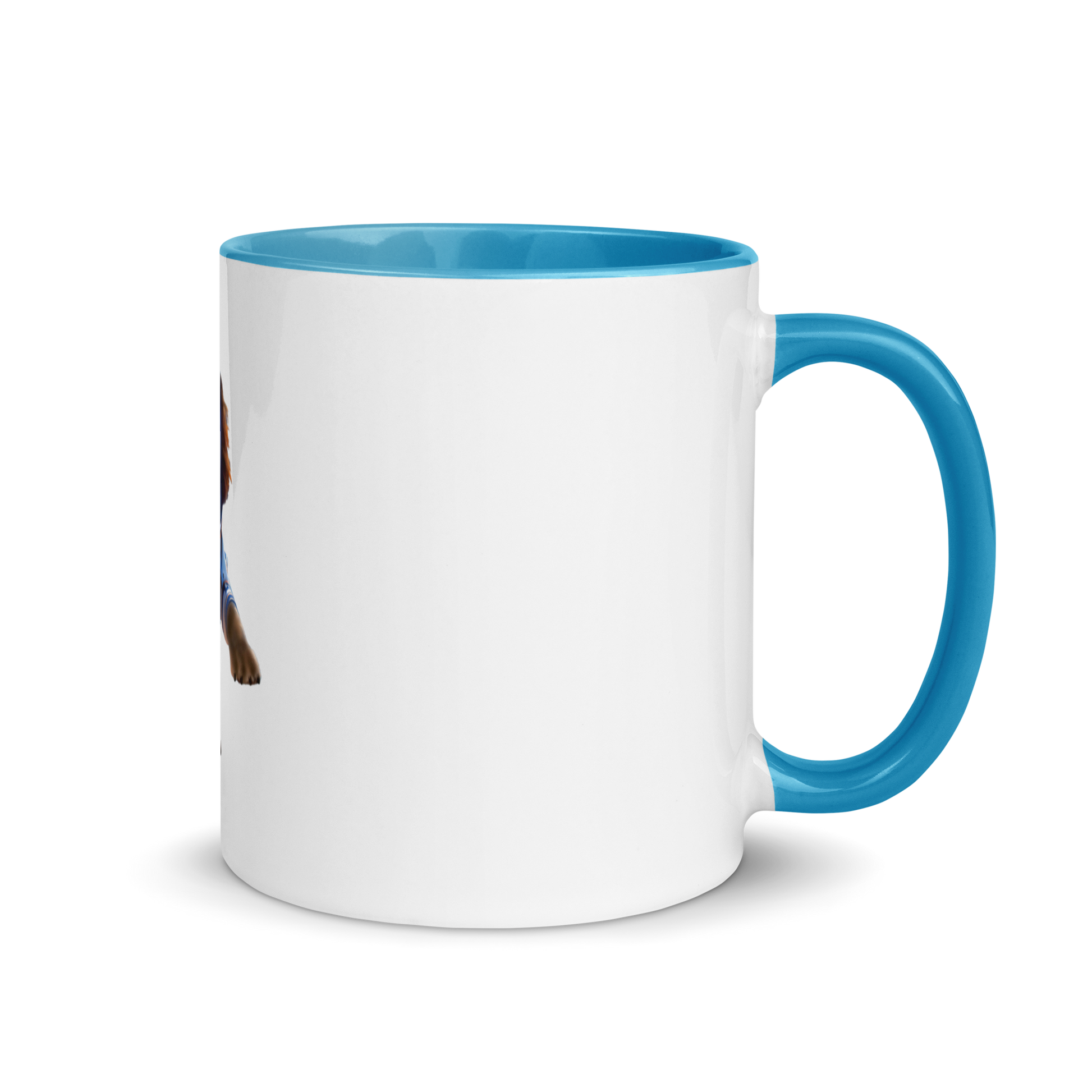 white and blue Custom Pet Coffee Mug for a dog named Bella