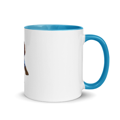 white and blue Custom Pet Coffee Mug for a dog named Bella