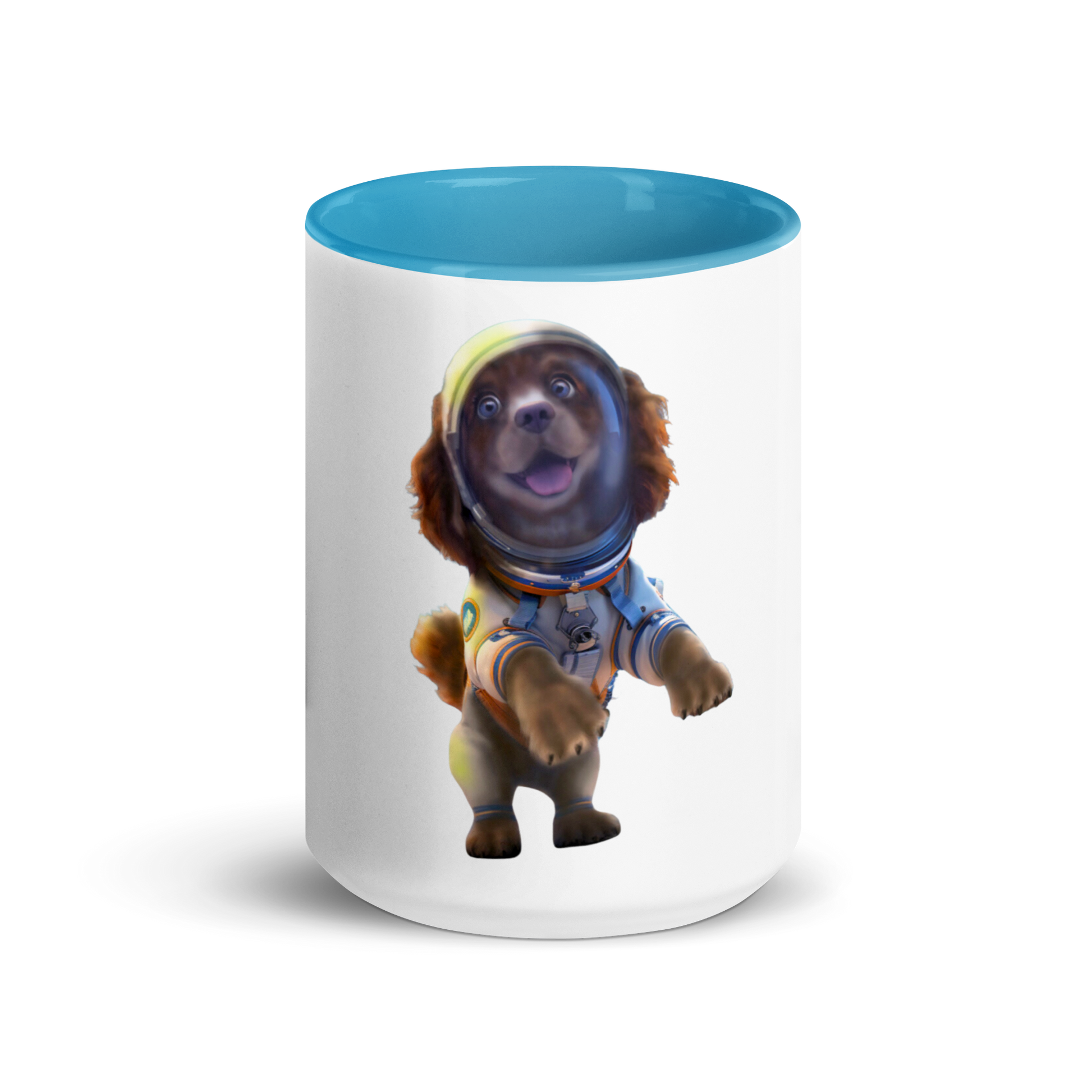 white and blue Custom Pet Coffee Mug for a dog named Bella