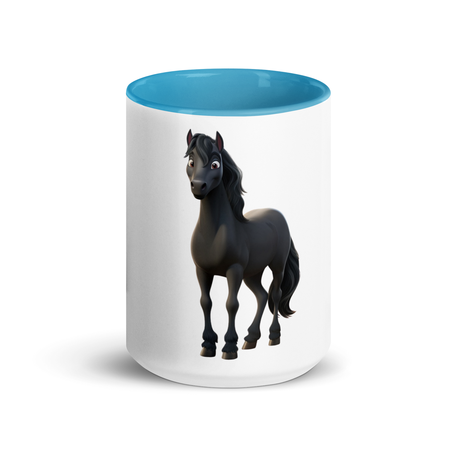 white and blue Custom Pet Coffee Mug for a horse named Bella