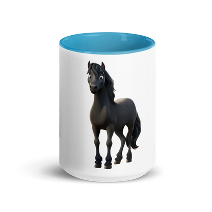 white and blue Custom Pet Coffee Mug for a horse named Bella