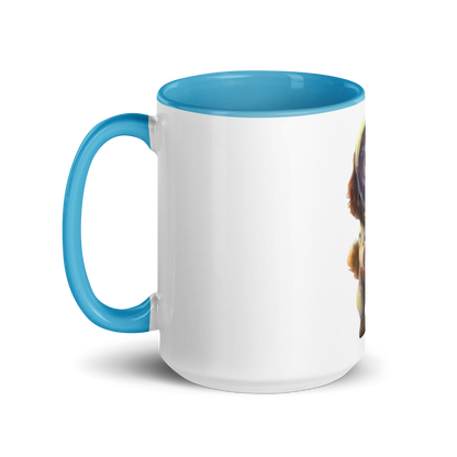 white and blue Custom Pet Coffee Mug for a dog named Bella