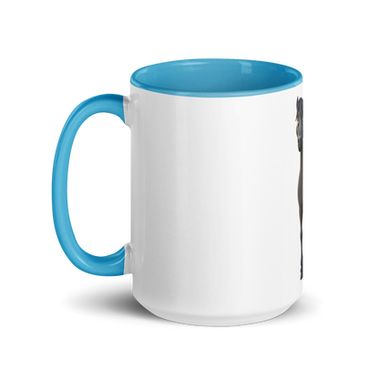 white and blue Custom Pet Coffee Mug for a horse named Bella