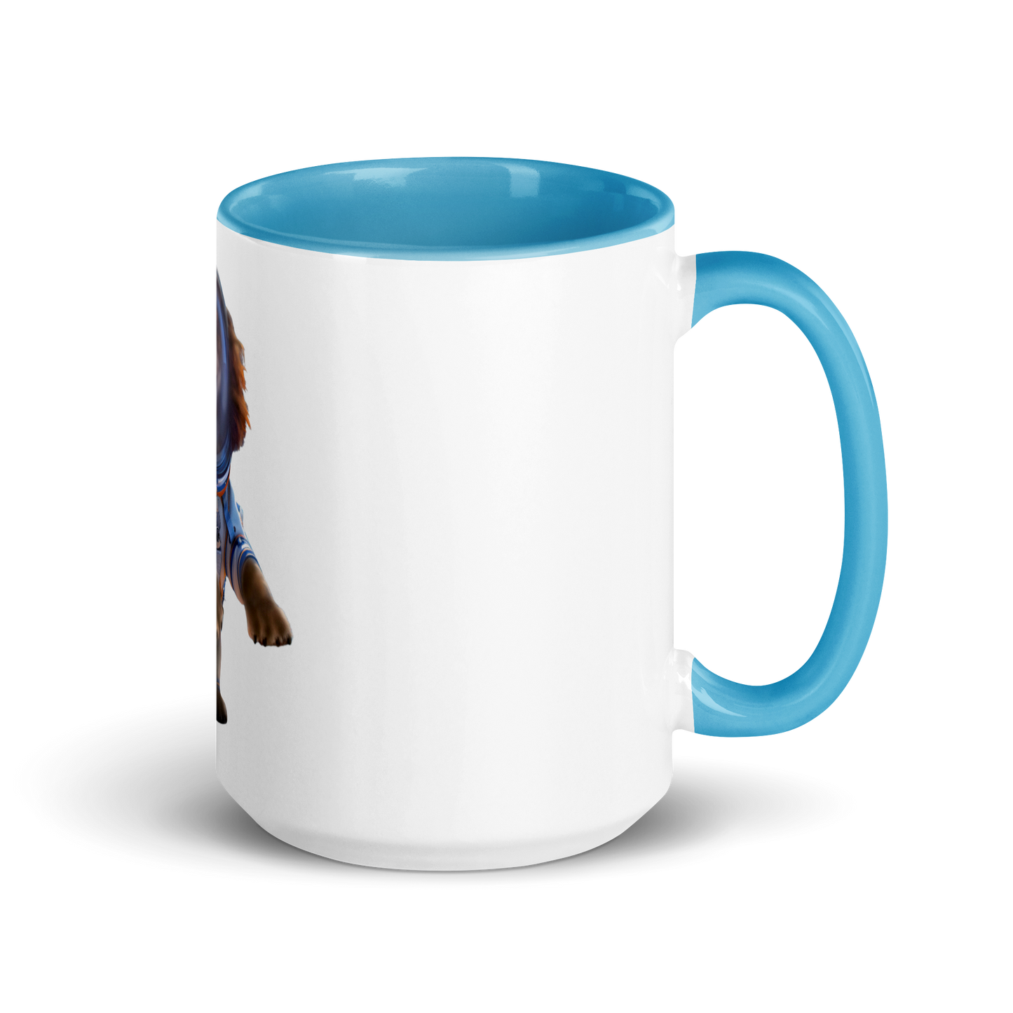 white and blue Custom Pet Coffee Mug for a dog named Bella