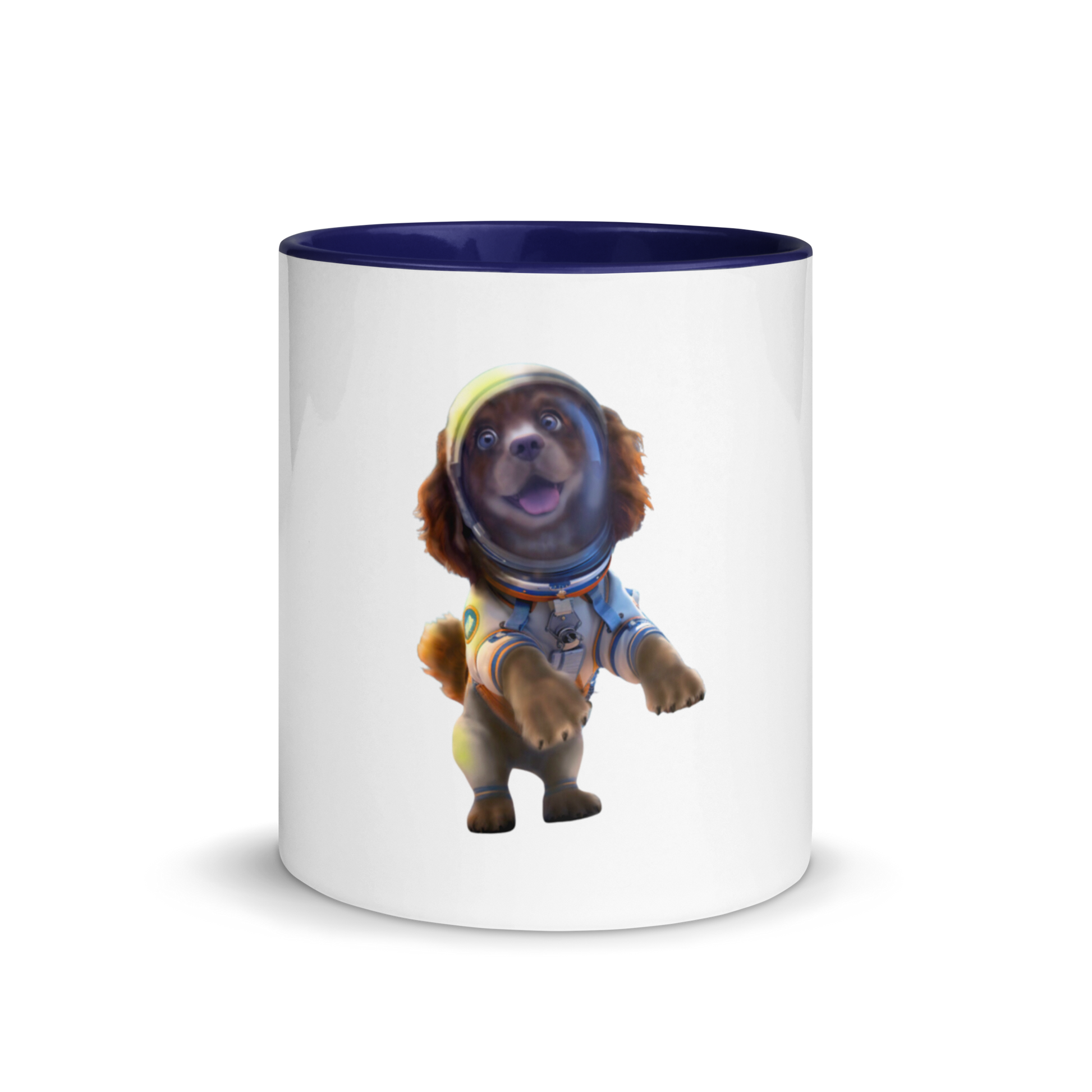 white and blue Custom Pet Coffee Mug for a dog named Bella