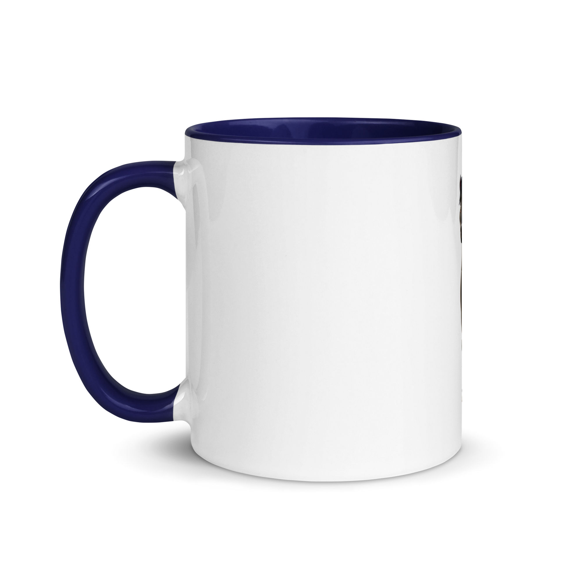 white and dark blue Custom Pet Coffee Mug for a horse named Bella