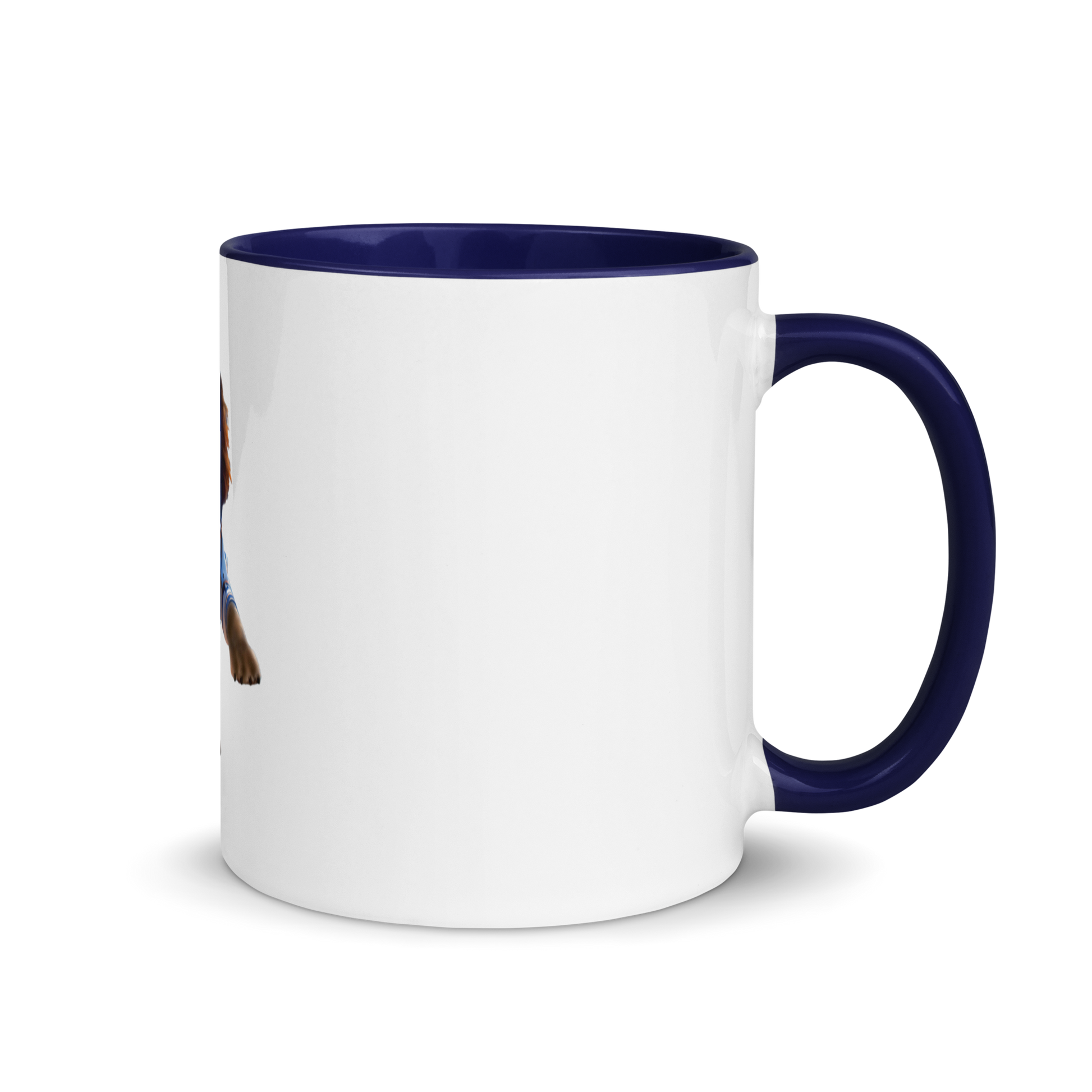 white and blue Custom Pet Coffee Mug for a dog named Bella