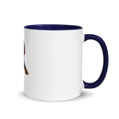 white and blue Custom Pet Coffee Mug for a dog named Bella