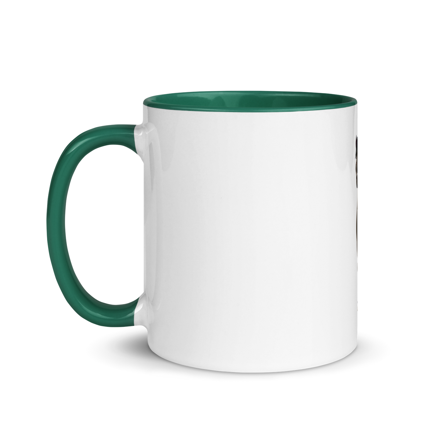 white and dark green Custom Pet Coffee Mug for a horse named Bella