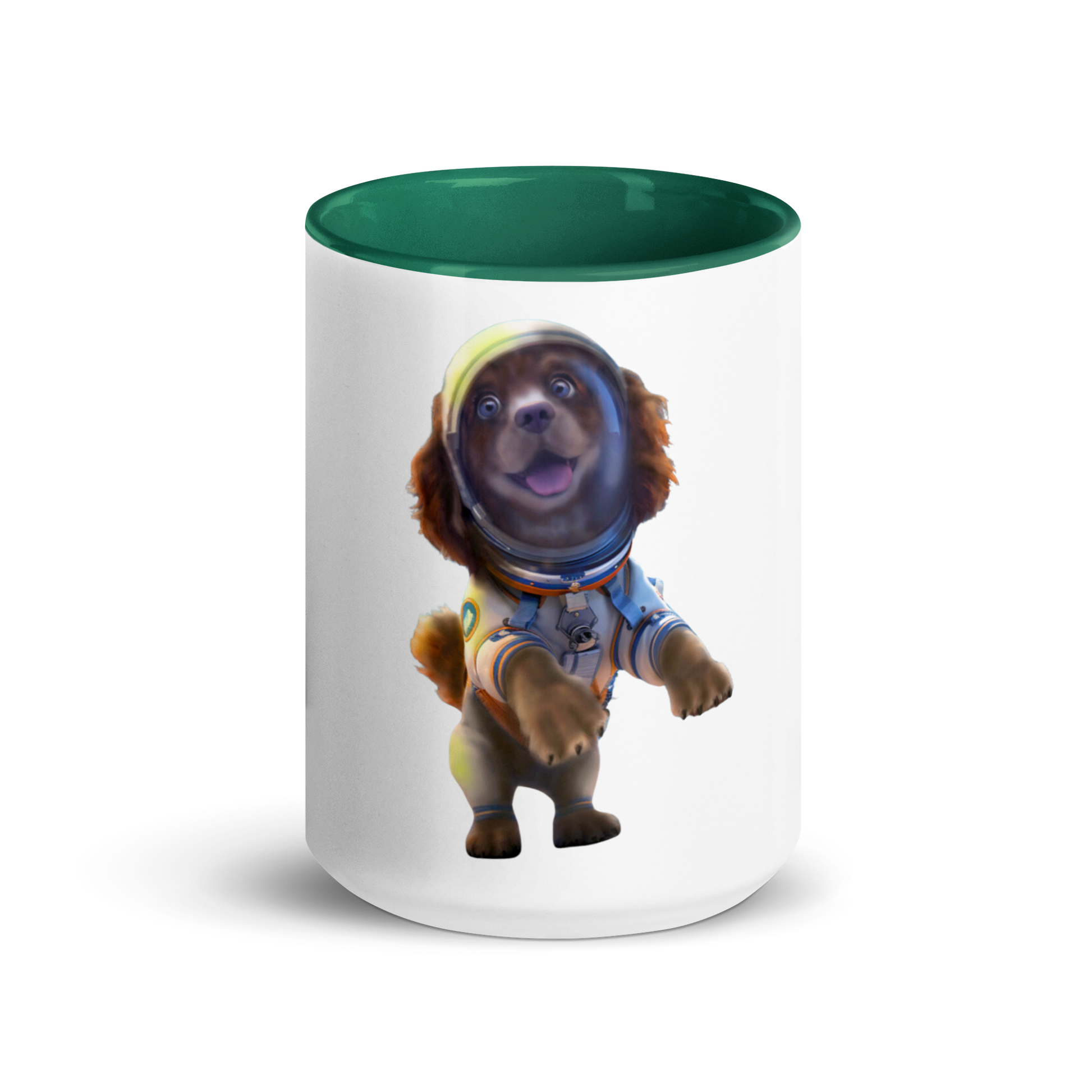 white and green Custom Pet Coffee Mug for a dog named Bella