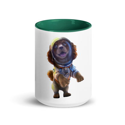 white and green Custom Pet Coffee Mug for a dog named Bella