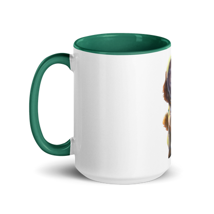 white and green Custom Pet Coffee Mug for a dog named Bella