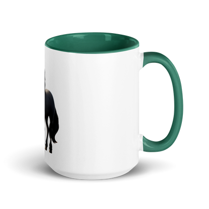 white and dark green Custom Pet Coffee Mug for a horse named Bella