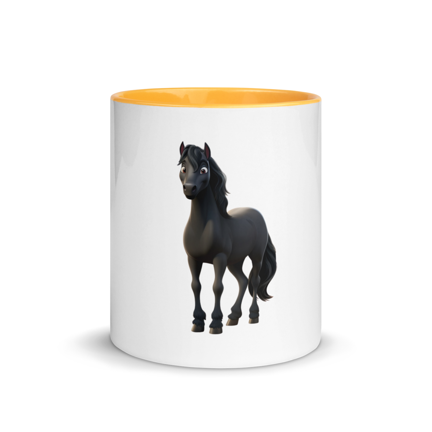 white and golden yellow Custom Pet Coffee Mug for a horse named Bella