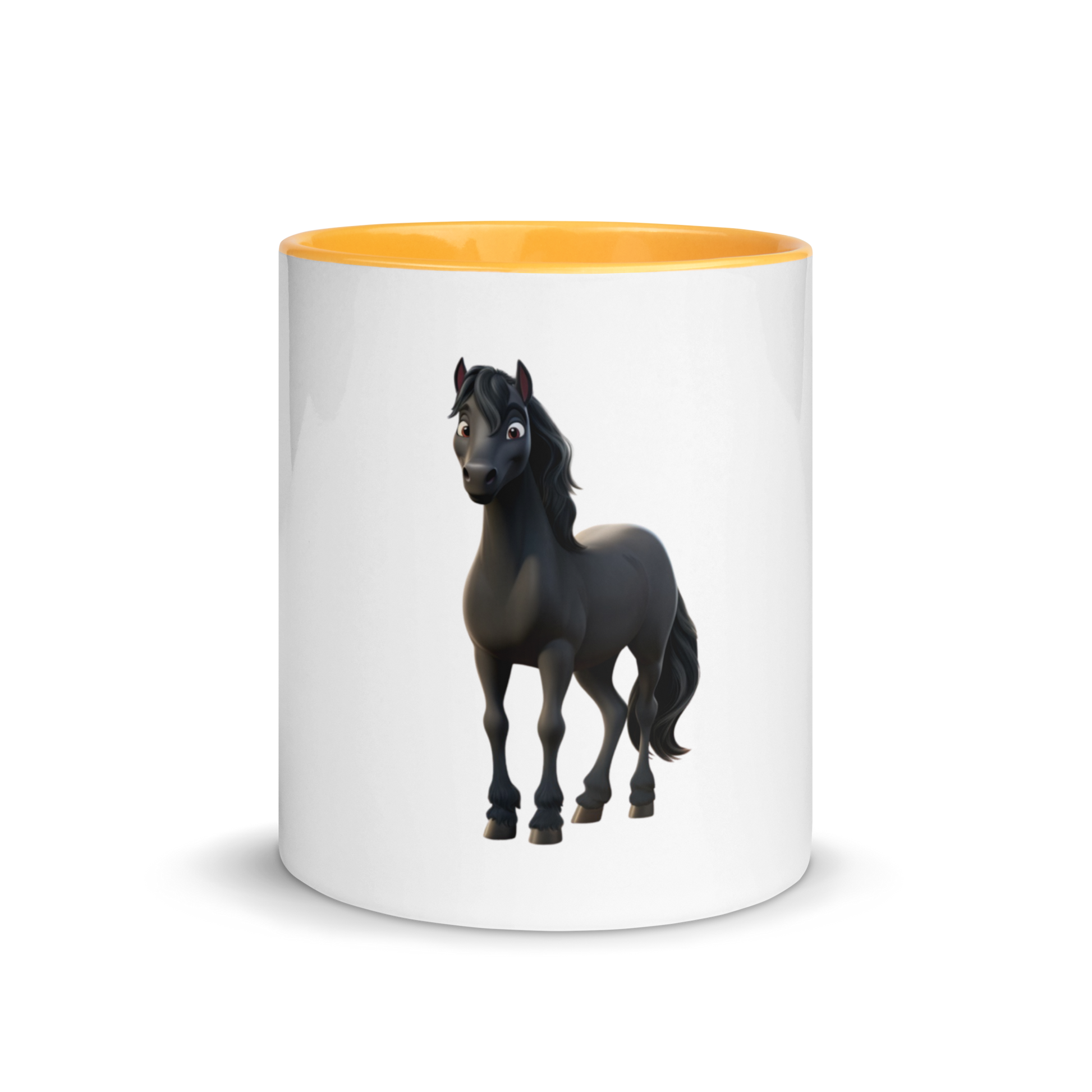 white and golden yellow Custom Pet Coffee Mug for a horse named Bella