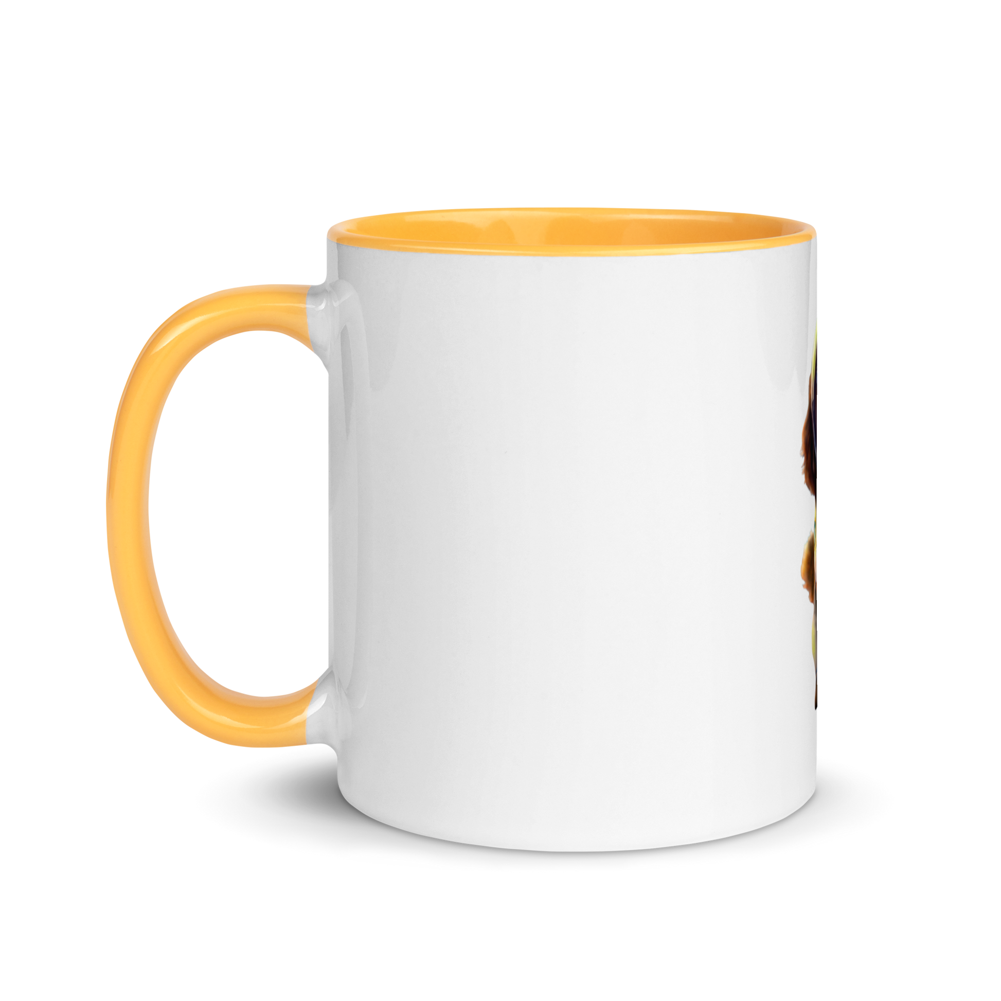 white and yellow Custom Pet Coffee Mug for a dog named Bella