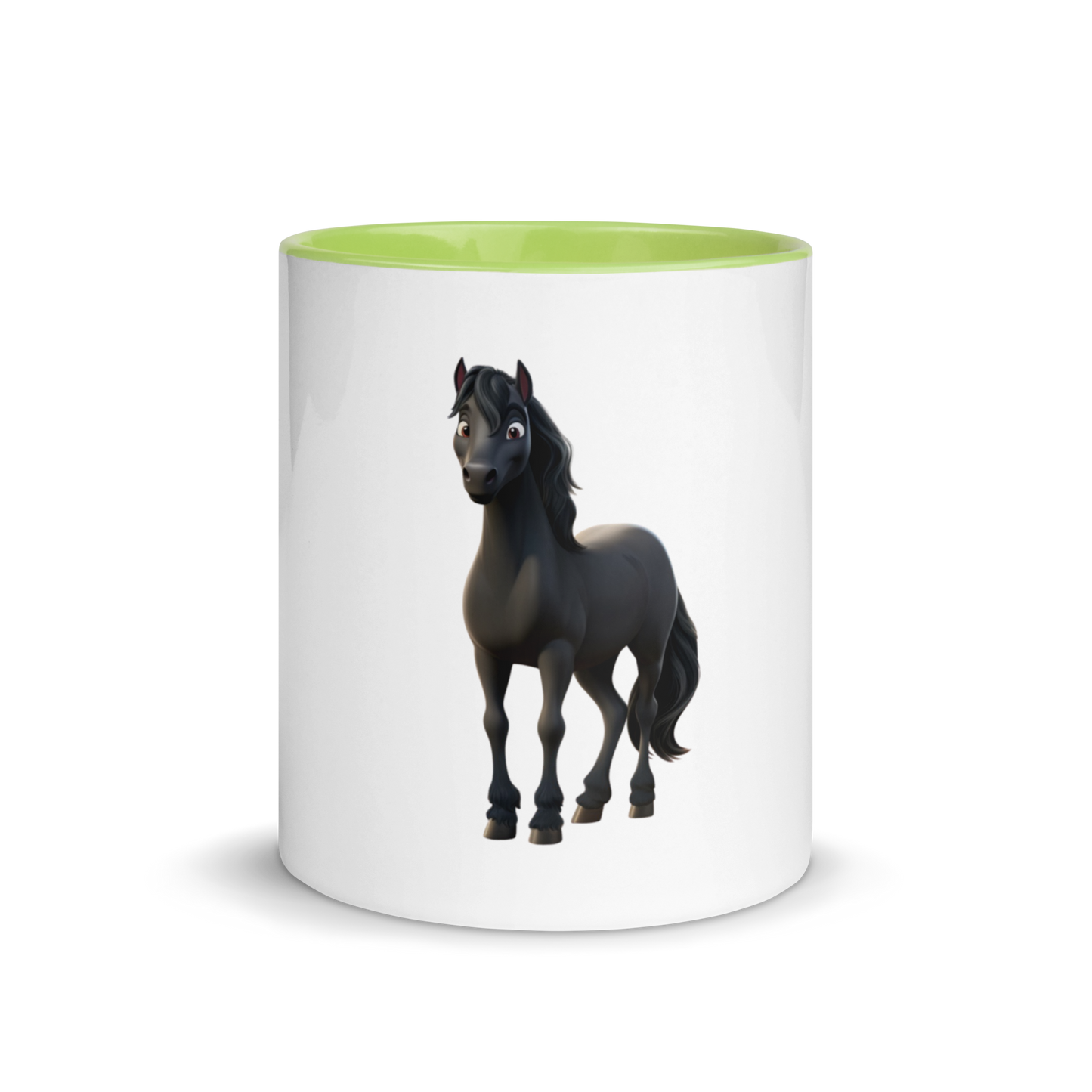 white and green Custom Pet Coffee Mug for a horse named Bella