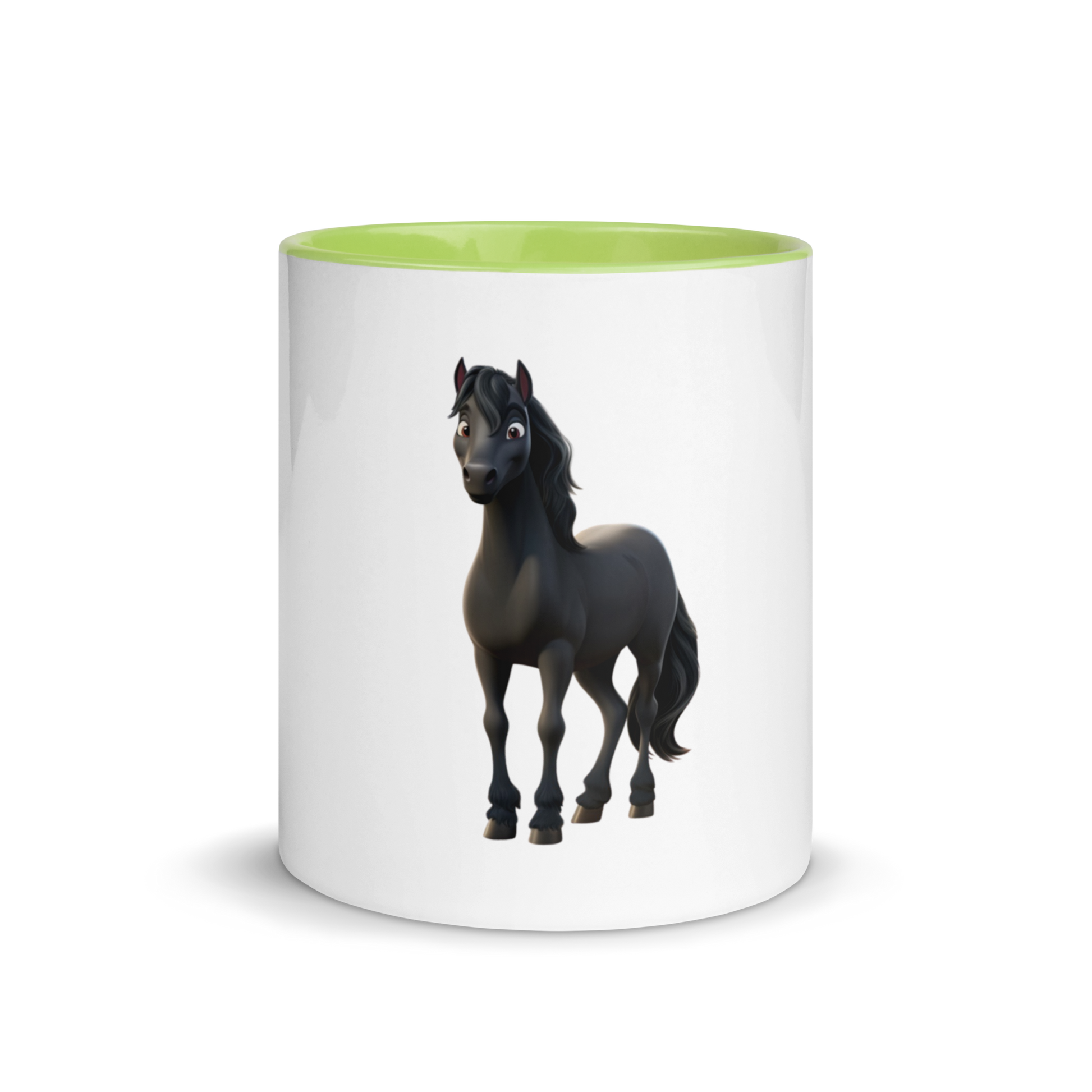 white and green Custom Pet Coffee Mug for a horse named Bella