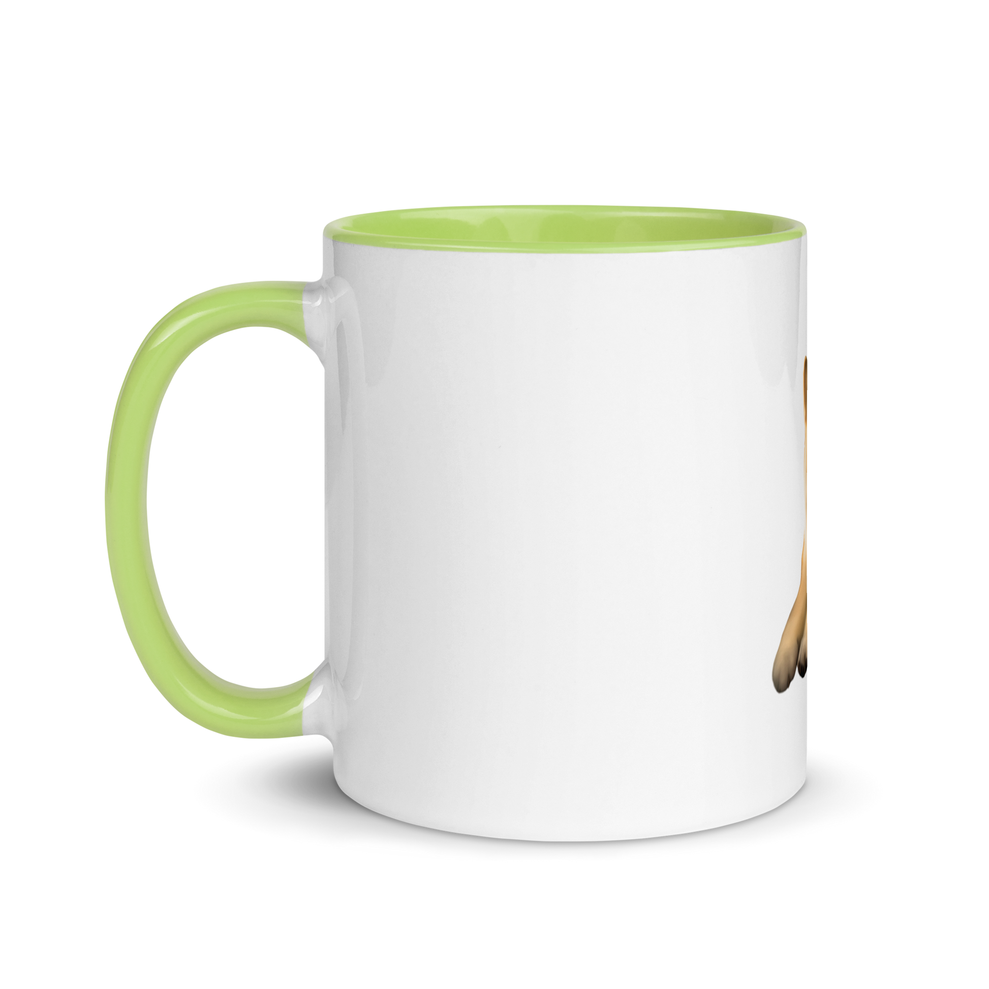 white and green Custom Pet Coffee Mug for a dog named Cooper that loves couches