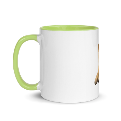 white and green Custom Pet Coffee Mug for a dog named Cooper that loves couches