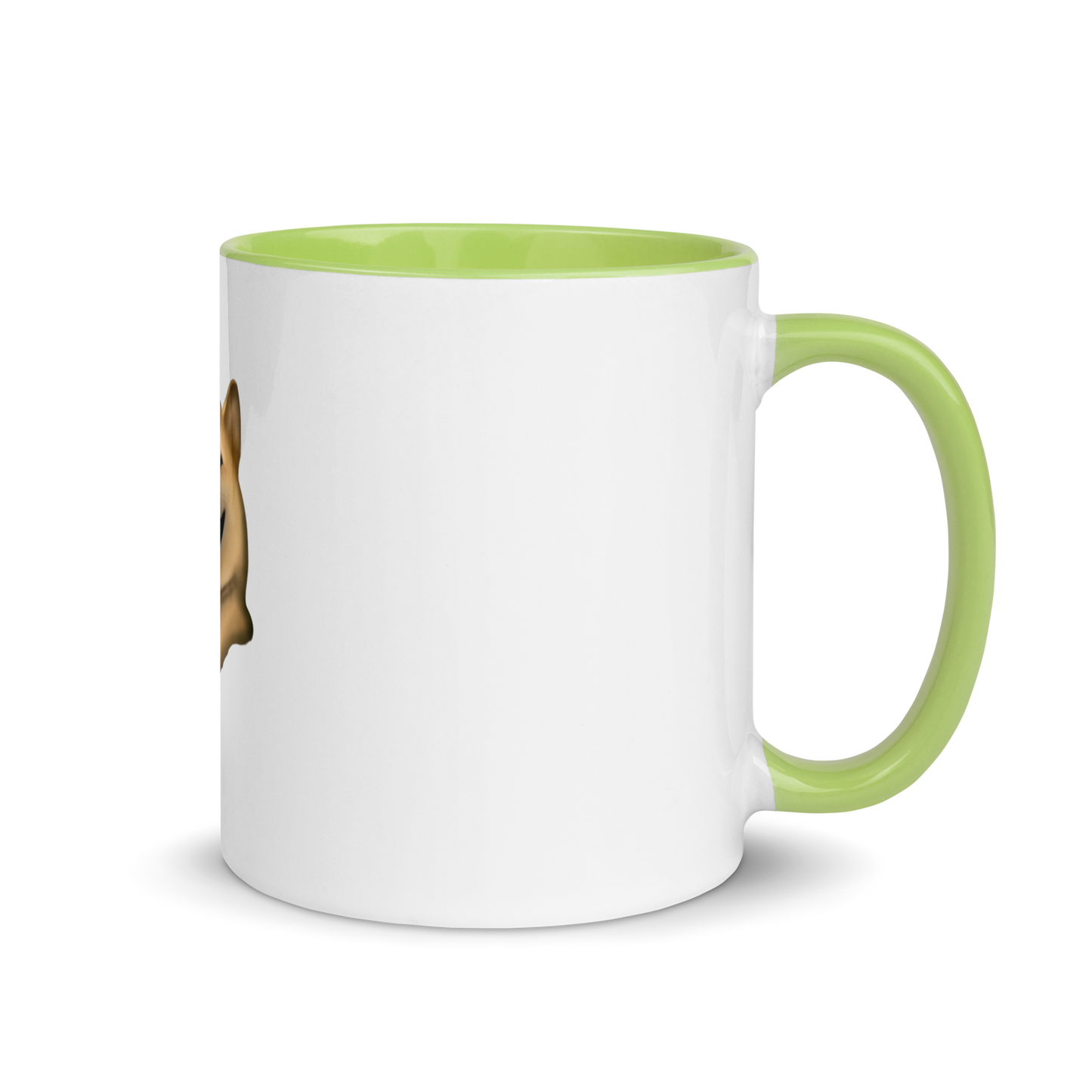 white and green Custom Pet Coffee Mug for a dog named Cooper that loves couches