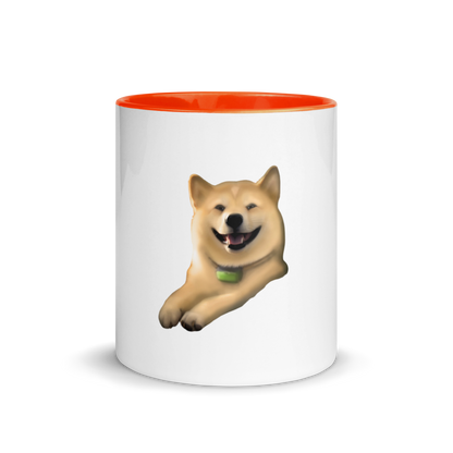 white and orange Custom Pet Coffee Mug for a dog named Cooper that loves couches