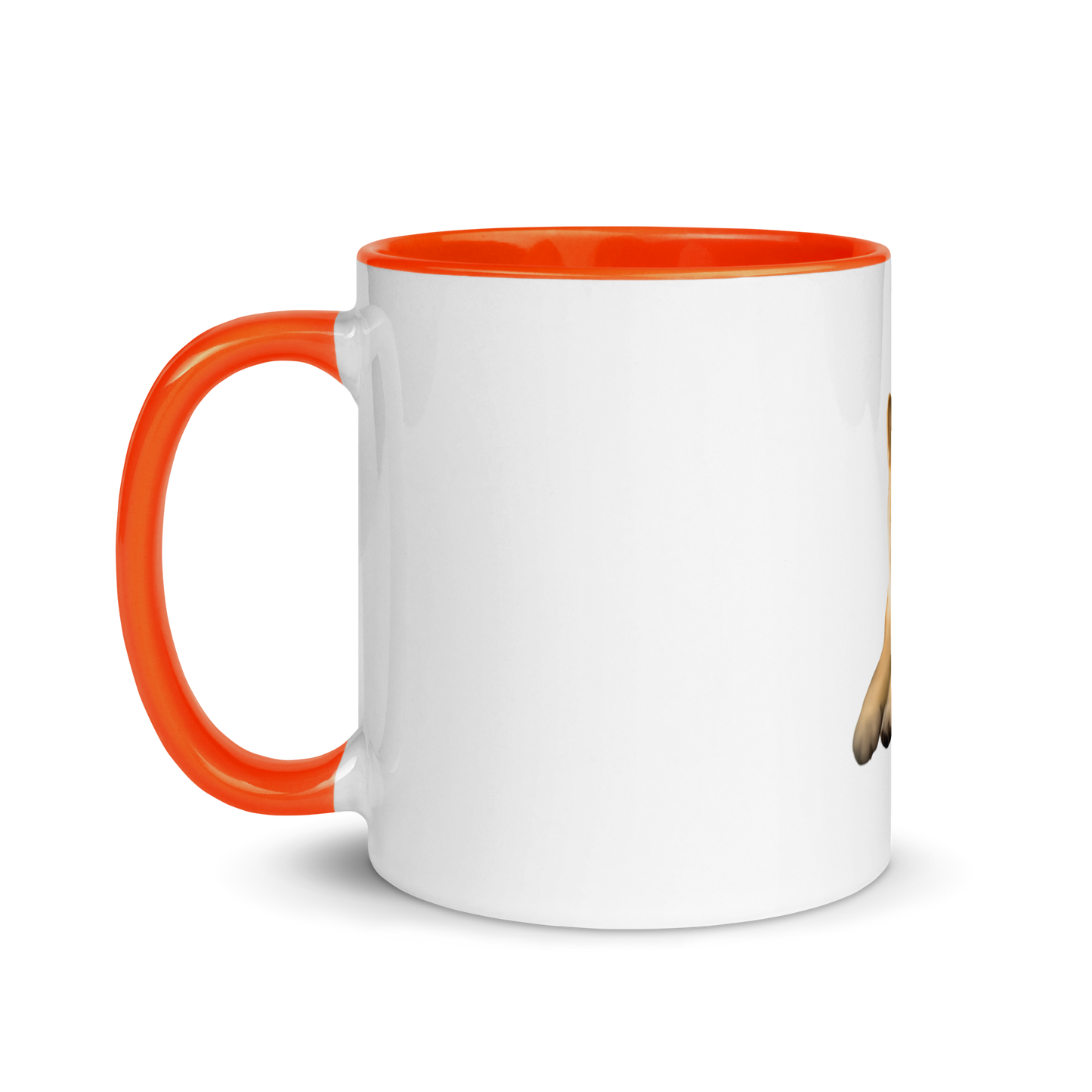 white and orange Custom Pet Coffee Mug for a dog named Cooper that loves couches