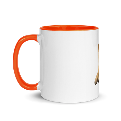 white and orange Custom Pet Coffee Mug for a dog named Cooper that loves couches