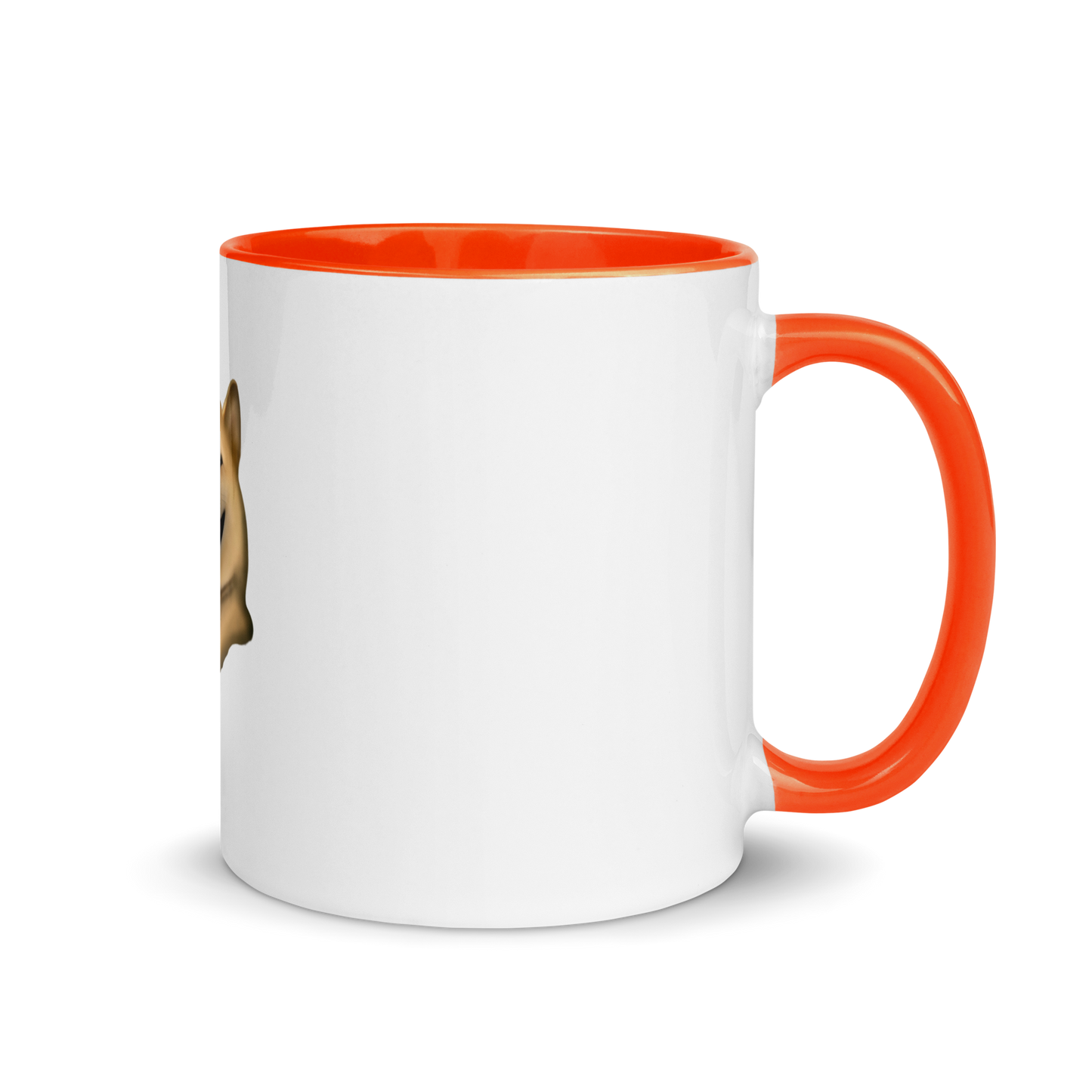 white and orange Custom Pet Coffee Mug for a dog named Cooper that loves couches