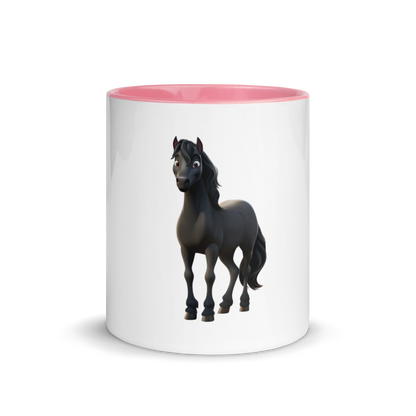 white and pink Custom Pet Coffee Mug for a horse named Bella