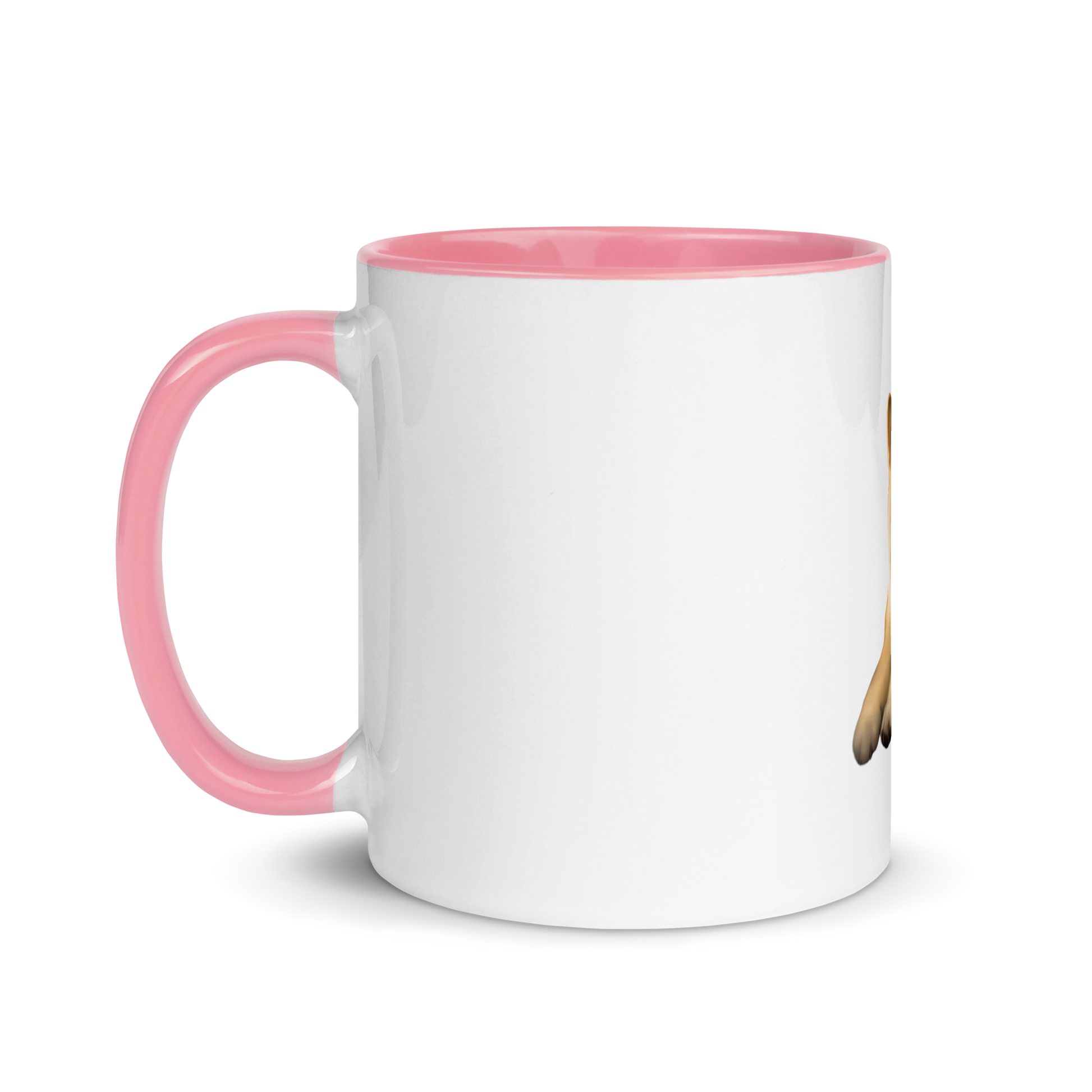 white and pink Custom Pet Coffee Mug for a dog named Cooper that loves couches