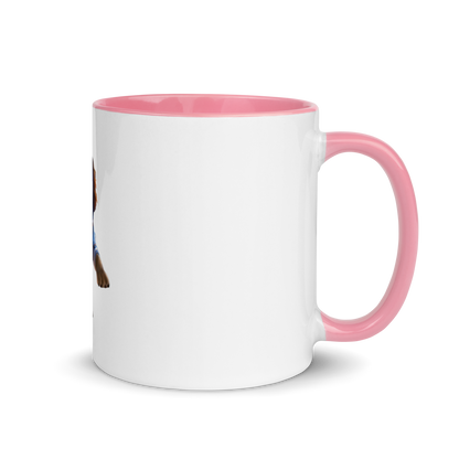 white and pink Custom Pet Coffee Mug for a dog named Bella