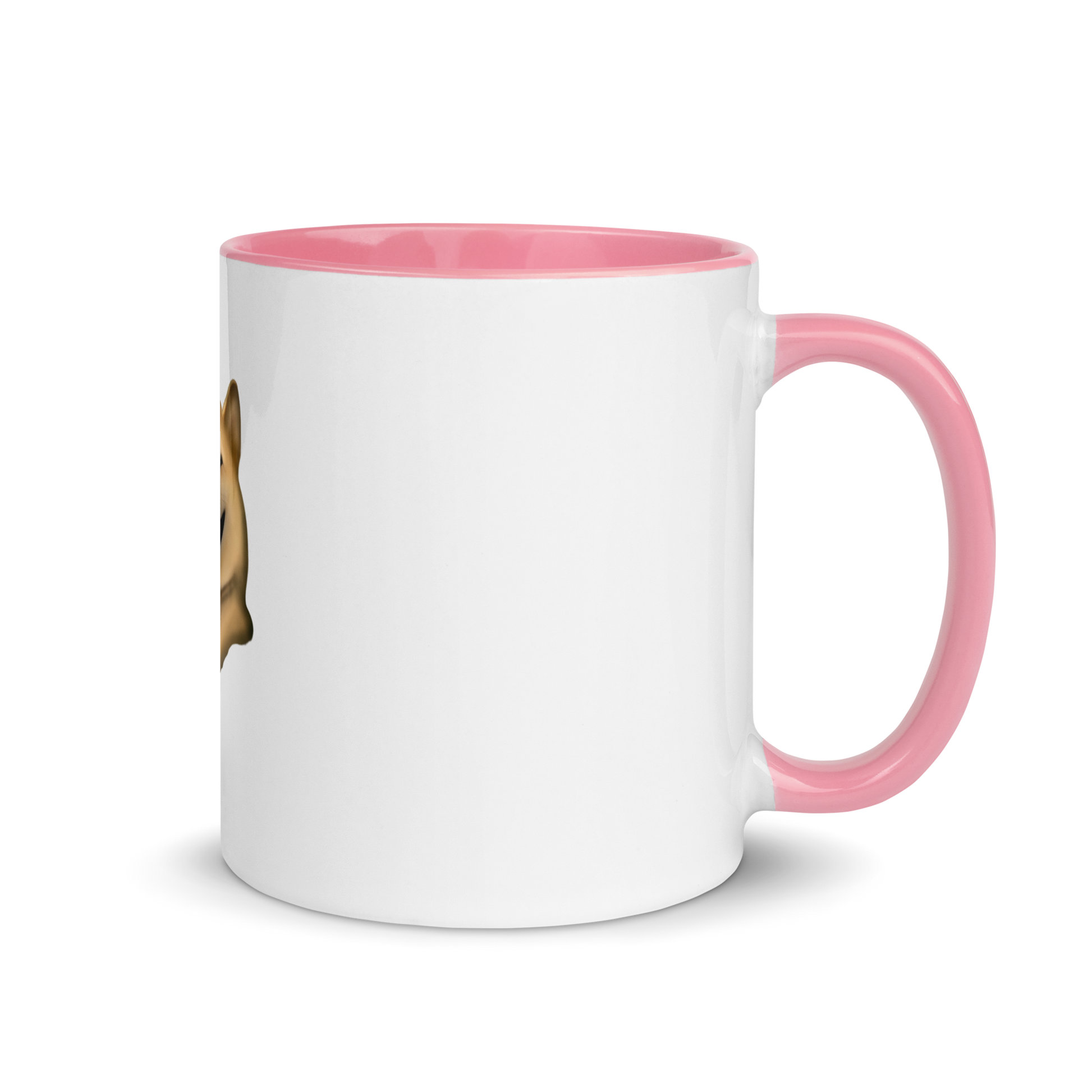 white and pink Custom Pet Coffee Mug for a dog named Cooper that loves couches