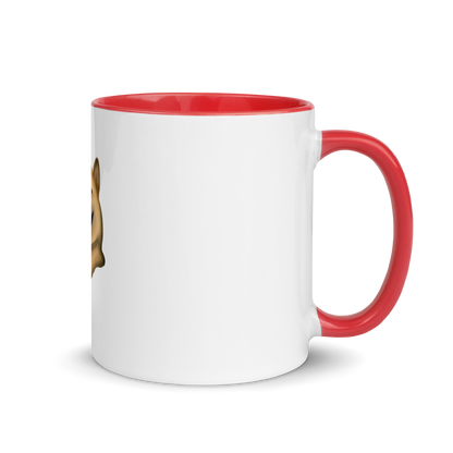 white and red Custom Pet Coffee Mug for a dog named Cooper that loves couches