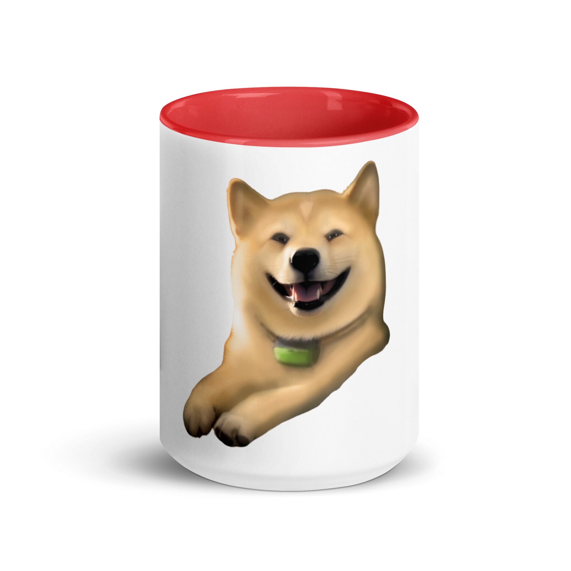 white and red Custom Pet Coffee Mug for a dog named Cooper that loves couches