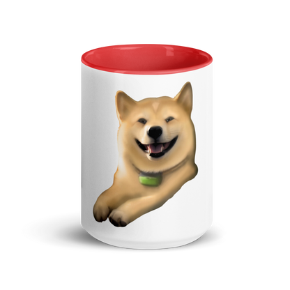 white and red Custom Pet Coffee Mug for a dog named Cooper that loves couches