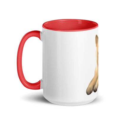 white and red Custom Pet Coffee Mug for a dog named Cooper that loves couches