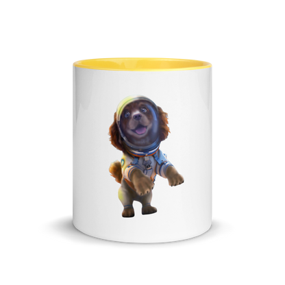 white and yellow Custom Pet Coffee Mug for a dog named Bella