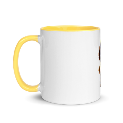 white and yellow Custom Pet Coffee Mug for a dog named Bella