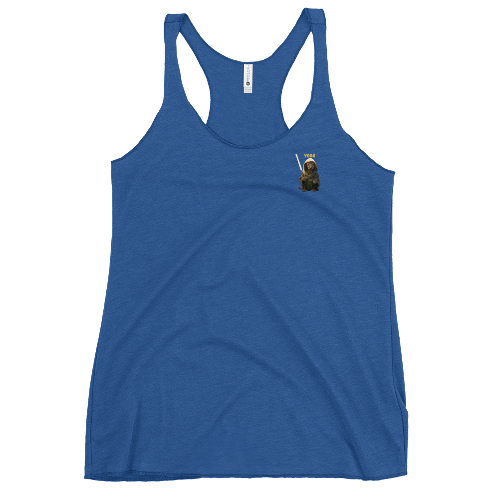 royal blue Custom Pet Women's Racerback Tank for a dog named Yoda