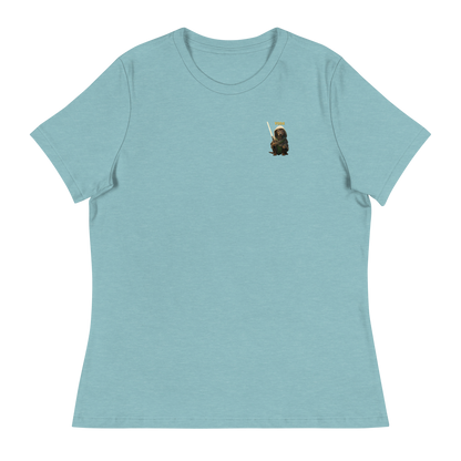 heather blue lagoon Custom Pet Women's Relaxed T-Shirt for a dog named Yoda