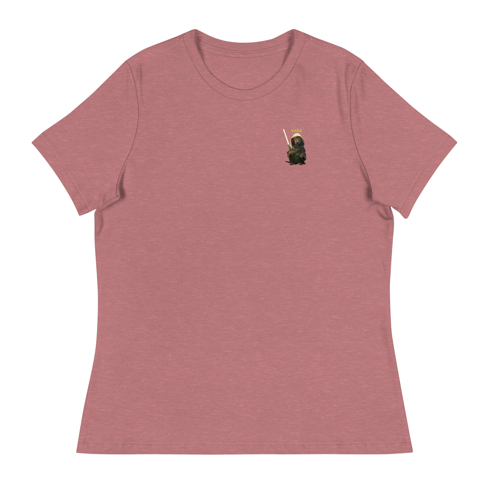 heather mauve Custom Pet Women's Relaxed T-Shirt for a dog named Yoda