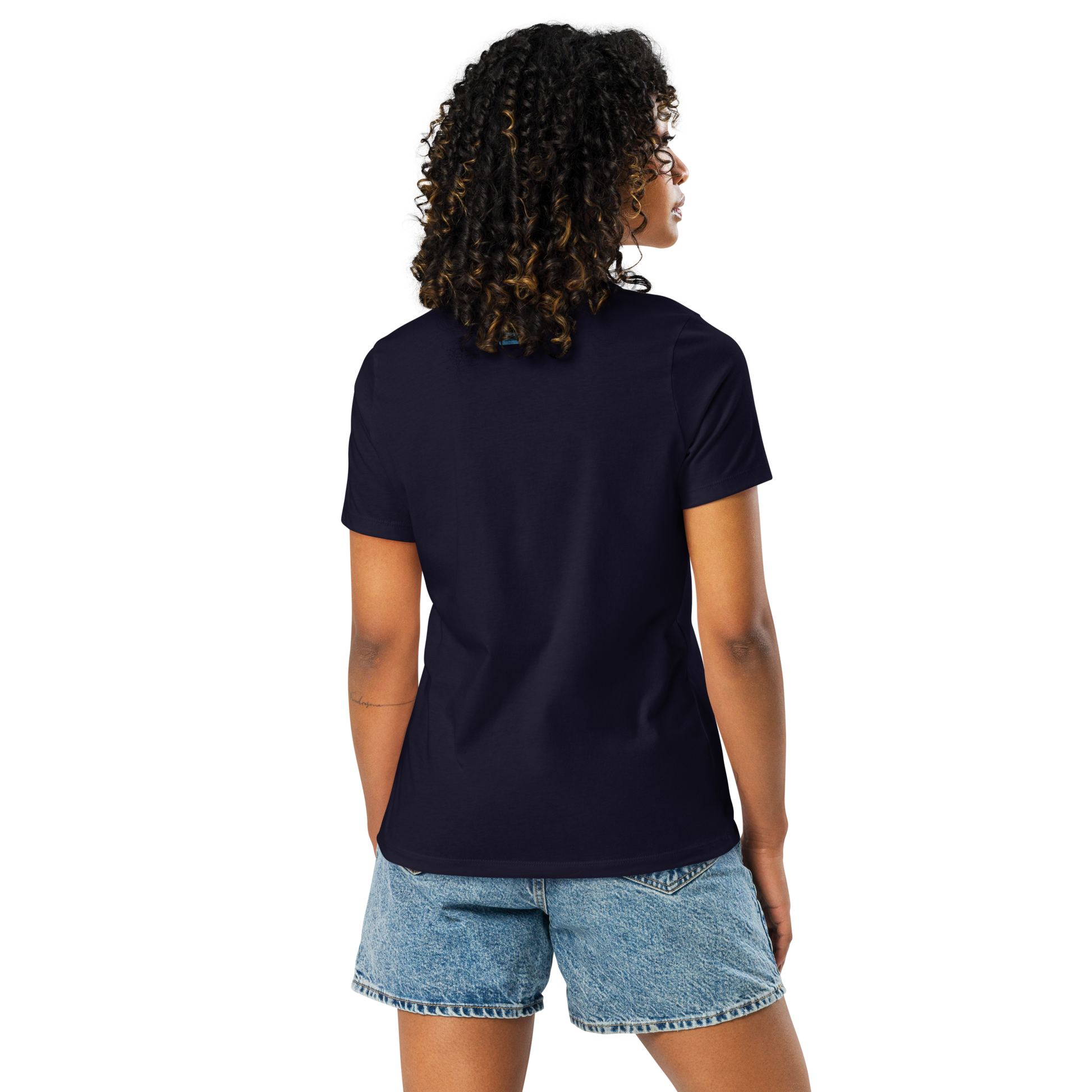 navy Custom Pet Women's Relaxed T-Shirt for a horse named Bella