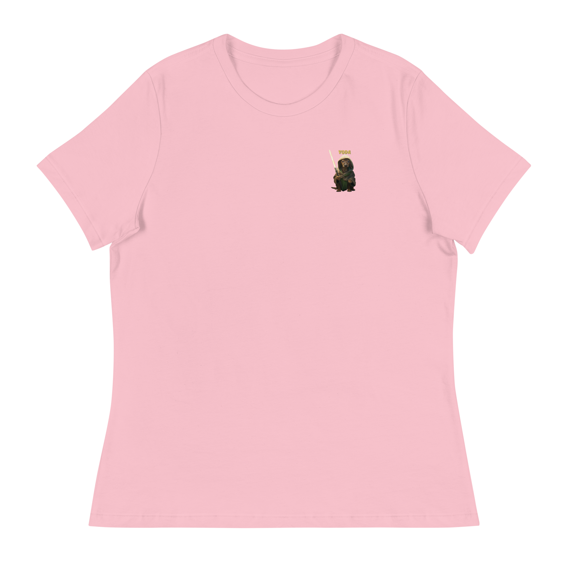 pink Custom Pet Women's Relaxed T-Shirt for a dog named Yoda